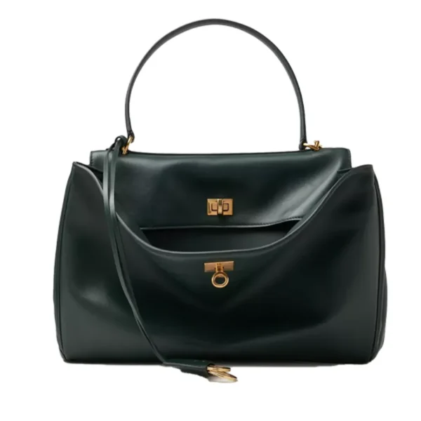 حقيبة جلد بالنسياغا بحامل كتف لون أخضر ملكي