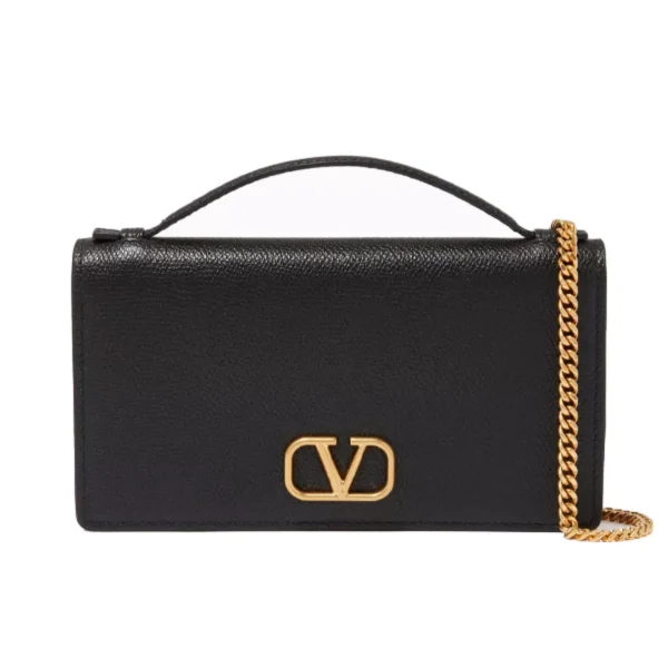 حقيبة فالانتينو صغيرة 20سم لون بني أسود مع معدن ذهبي
