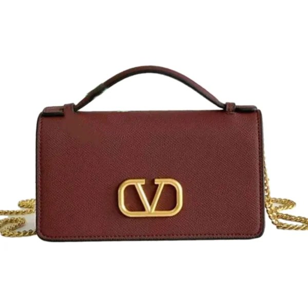حقيبة فالنتينو صغيرة 20سم لون بني فاخرة مع معدن ذهبي