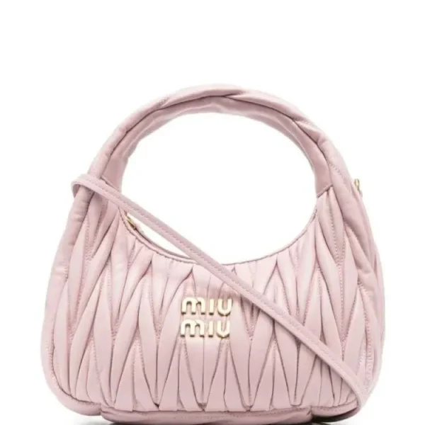 حقيبة ميو ميو نسائية جلد نابا وردي Matelasse واندر