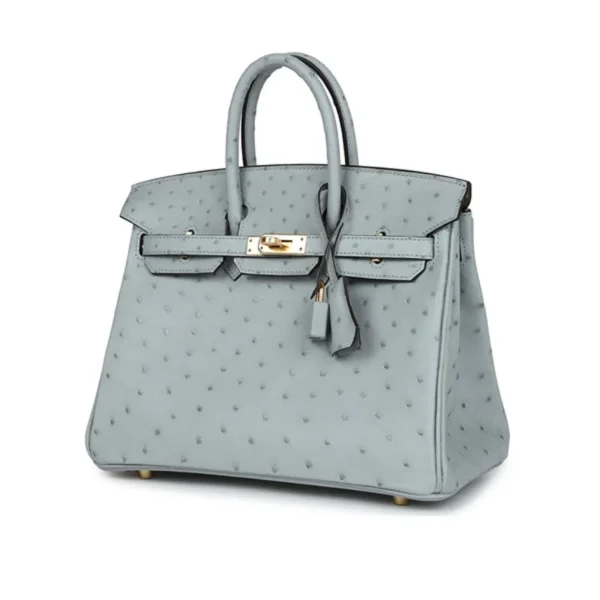 شنطة هرميس بيركين 25سم لون رمادي أنيق بمقابض علوية